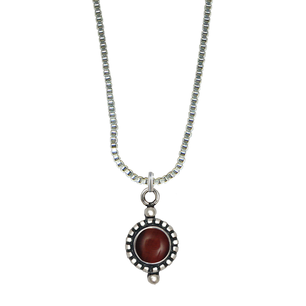 Sterling Silver Little Red Tiger Eye Pendant Necklace